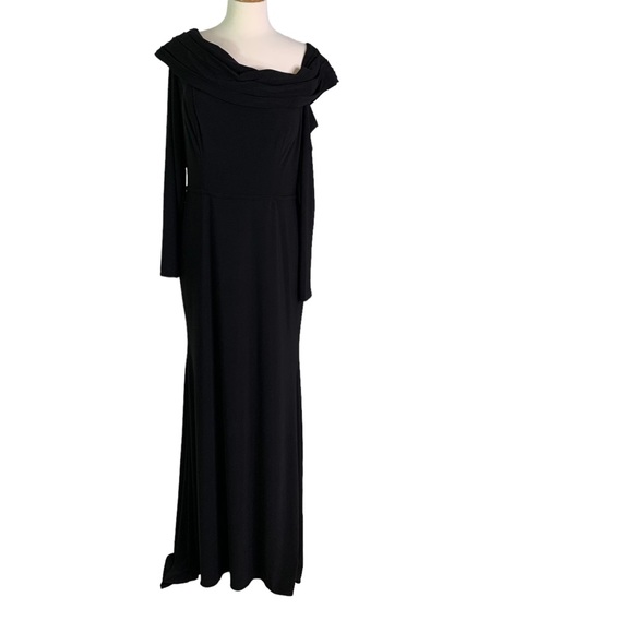 MAC DUGGAL IEENA Drop Shoulder Long Sleeve Column Formal Gown Black Size 14 NWT - Picture 4 of 12